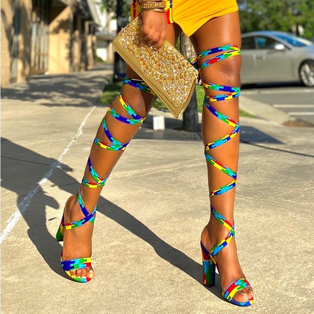 Multicolor Wrap Sandals